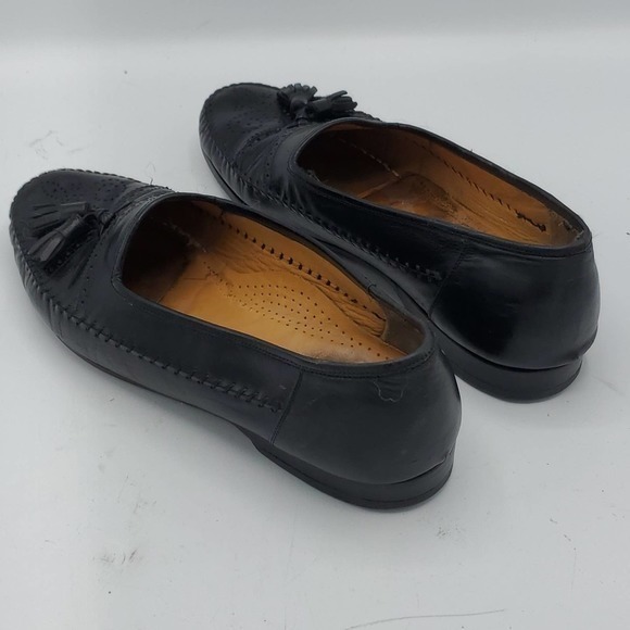 Mezlan Christopher‎ Men's Black Leather Tassel Loafers Size 9.5 M Made in Italy - Picture 3 of 8